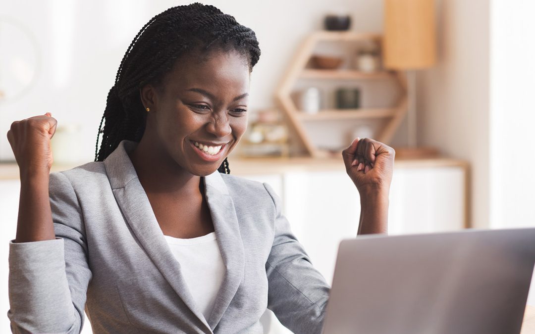 business woman celebrating